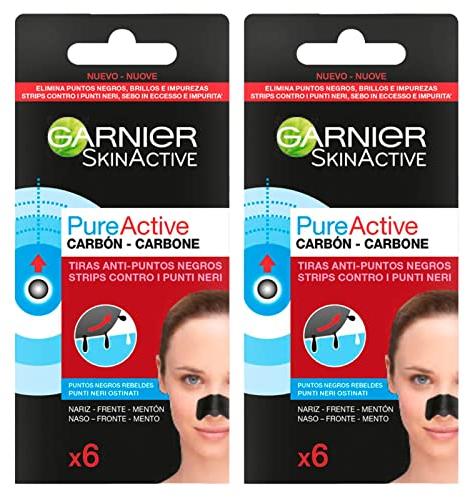 Garnier SkinActive Pure Active Strip Zone T Anti Mitesser Pflaster mit Kohlenstoff für Nase Stirn und Kinn reinigend mit Salicylsäure - 2 Packungen mit 4 Pflastern