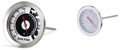 Salter 512 SSCR Analogue Meat Thermometer, Easy Read Bold Display, Stainless Steel Body & MasterClass Meat Thermometer Probe, Food Thermometer, 150°F to 190°F Range