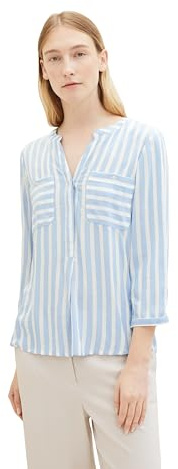 TOM TAILOR 1016190 Blusa, 35221 – Rayas Verticales Azules Offwhite, 38 para Mujer