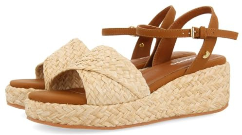 GIOSEPPO Coos Naturfarbene Bast-Sandalen mit Plateau für Damen, natur, 40 EU