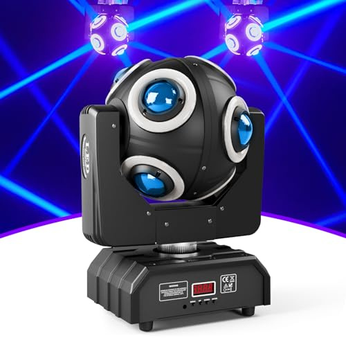 150W Moving Head Bühnenlicht, 8 LED RGBW Hochleistungsperlen mit goldenem Blendeneffekt, d-mx512 plus Y-Achse 360°kontinuierliche Drehung Partylicht für Weihnachten Club Disco Bars
