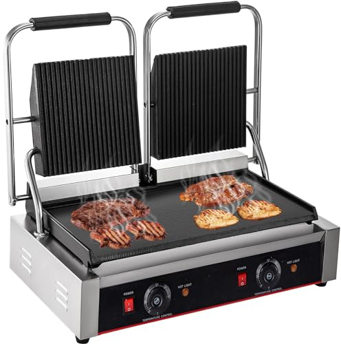 Parrilla eléctrica comercial de acero inoxidable para barbacoa, placa calefactora para encimera, parrilla de cocina con superficie plana, catering empresarial, barbacoa, filete, tocino, freidora