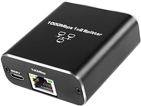Ethernet Splitter Adapter RJ45 Cable LAN Red Internet 1 IN 2 Salida con USB Type-C Cable de Alimentación