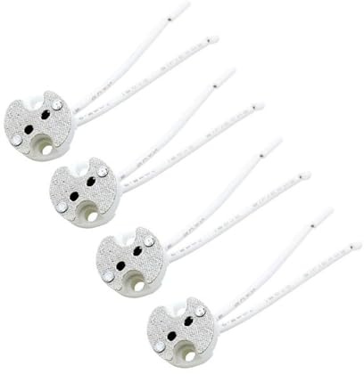 CHANCS Round Sockets Lamp Holder Ceramic Socket Adapter MR16 Ceramic GU5.3 Led Bulb Base for Halogen/LED Bulb GU5.3 Socket Adapter 4PCS