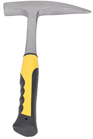 Premium Yellow Handle Geological Brick Hammer Ideal for Mineral Exploration Pointed Duckbill Design Sturdy Masonry Tools for Precise Geological Work (L)