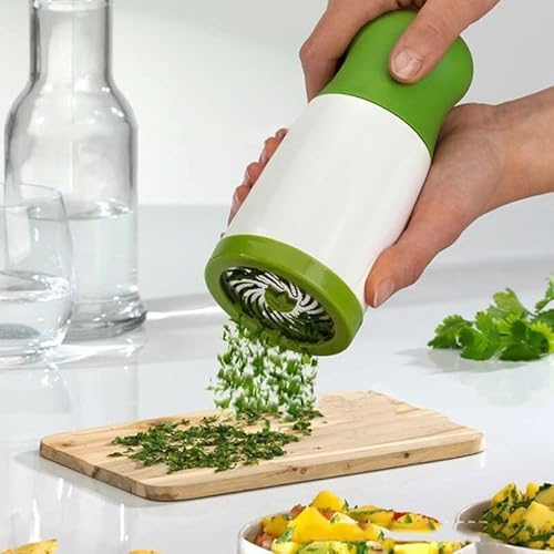 FIYSON Stainless Steel Cheese Grater, Drehbar Kräuterschneider, parmesanreibe, parmesanreibe mit behälter und 2 austauschbaren scharfen Klingen, Abnehmbar parmesanmühle (Grün)