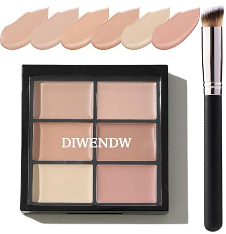 6 Colors Correcting Concealer Palette,Colors Corrector Palette,Moisturizing Full Coverage Liquid Foundation Cream Contour Makeup Palette with Brush