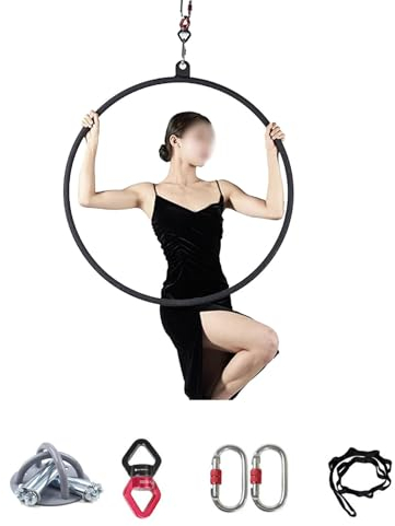 Antenne Yoga-Reifen 80 85 90 95 100 cm Akrobatischer Luftreifen mit Zubehör, Frauen Yoga-Reifen für Aerial Fitness & Tanztraining, Circus Aerial Equipment für Kinder Erwachsene(Size:Dia 31.5in/80cm/2.