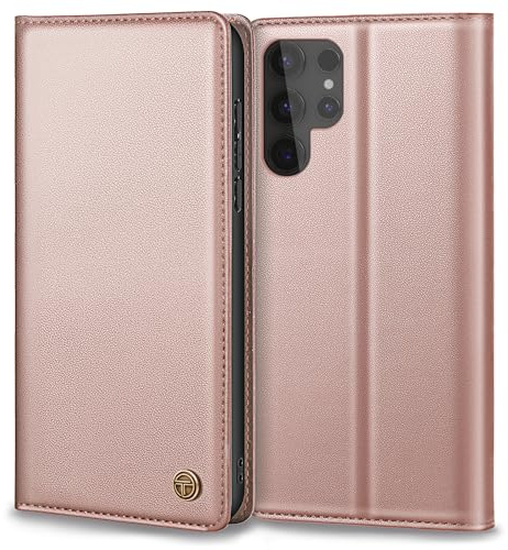Thorhülle Handyhülle für Samsung Galaxy S24 Ultra 5G, Lederhülle Schutztasche Mit Kartenfach, Standfunktion, Klappbar Flip Case, Rosa