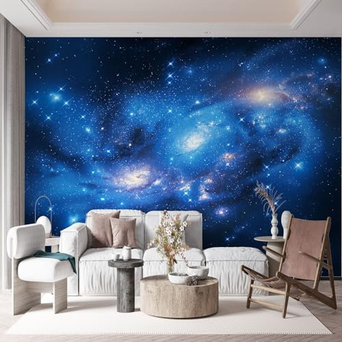 Vlies Fototapete Dunkel Tapete 400 x 280 cm (B x H), Weltraum Nebel Stern Fototapete Schlafzimmer Wohnzimmer Vliestapete Wandtapete Motivtapeten Bildtapete 3d Effekt Wand Dekoration