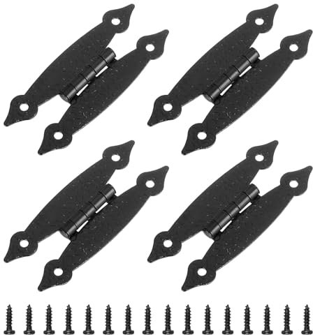QUARKZMAN 4pz Cerniera a H Cerniera Piatta Metallo Cerniera per Porta Armadio Cerniera per Montaggio a Incasso Viti per Porta Armadio, 3.5x1.5 Pollici Nero