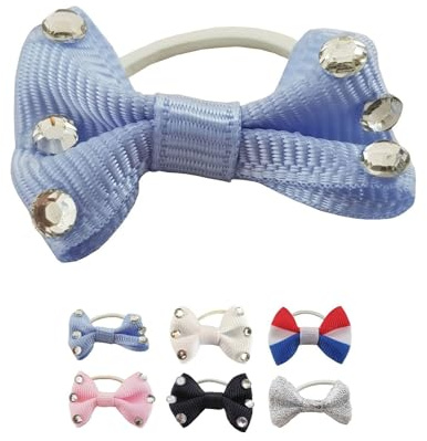 NETPROSHOP Set Mähnengummis Schleifchen, teilweise m Kristallen verziert, Set mit 20 Stück, Farbe:Hellblau