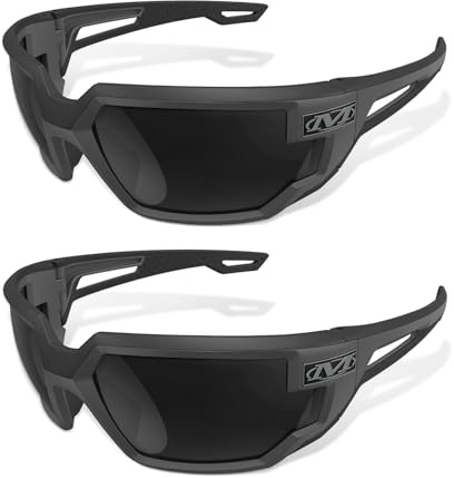 Mechanix Wear Vision Type-X Safety Glasses, Pack of 2 - Advanced Anti Fog, Scratch Resistant, Black Frame, Protective Eyewear, Lightweight Glasses, One Size Fits All, For Outdoor Use (Smoke Lens)