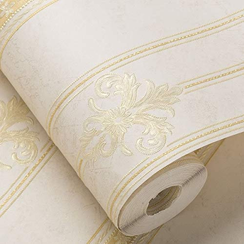 Generic Tapete, 3D Wandpaneele Wandaufkleber Klassische Europäische Damaskus Tapete Verdickte 4D Muster Feine Extrusions Textur Textur Klare Vertikale Streifen Tapete/Rosa/0.53 * 10M