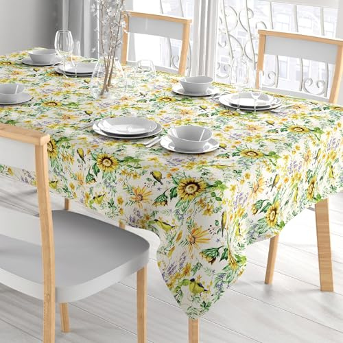 Comart - Tovaglia Colours Antimacchia - Copritavolo 178x132cm 6 pp Flowers