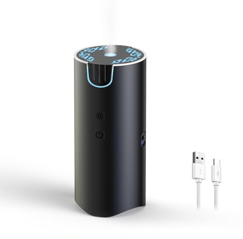 Marchred Diffusore per auto da 100 ml, ricaricabile tramite USB, a batteria, diffusore di oli essenziali portatile senza fili con 7 luci LED colorate, 2 modalità timer