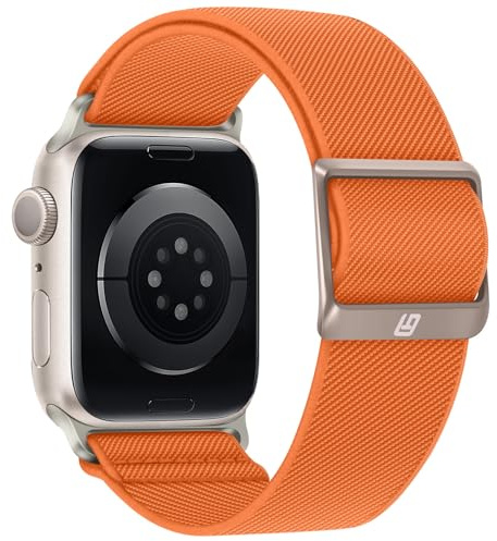 Bisikor Braided Straps Compatible with Apple Watch Band 49 46 45 44 42 41 40 38mm Women Men Stretchy Solo Loop Nylon Strap for iWatch Ultra 2 SE Series 10 9 8 7 6 5 4 (38/40/41/42, Orange)