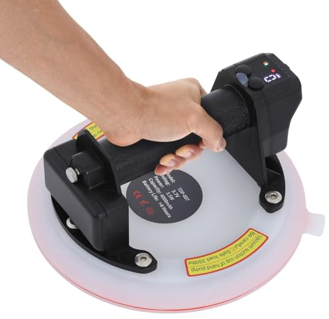 21cm Akku Saugheber Vakuumheber für Steinplatten,Automatische Luftbefüllung,Digitale Anzeige Elektrischer Vakuum-Saugnapf mit Fernbedienung für Glasflächen, Fliesen, Paneelen, Möbeln 200KG (Weiß)