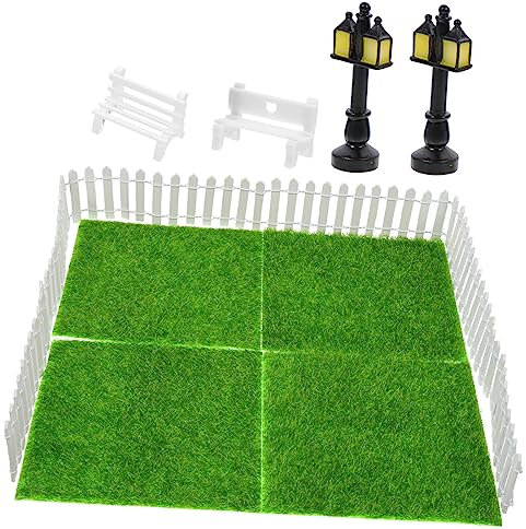 Vaguelly Ensemble De Décoration De Jardin Miniature À Léchelle 112 Maison De Poupée Mini Lampadaire Pelouse Banc Clôture pour Décoration De Paysage