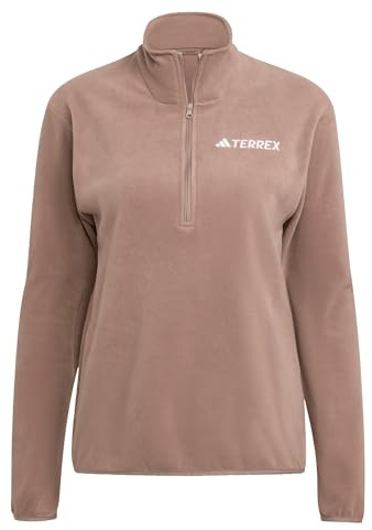 adidas Women's Terrex Multi Essentials Half Zip Fleece Jacket, trace brown, M
