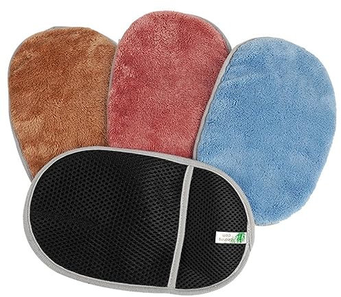 ETHZZLE Car Washing Mitt Set 4pcs Coral Fleece Cleaning Gloves High Absorbency Dusting Tool for Auto Interior and Exterior Care Random Color