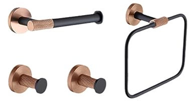 Juego de accesorios de baño de acero inoxidable negro mate con soporte para toallero, soporte para rollo de papel higiénico y soporte para escobilla de inodoro, juego de 4 piezas