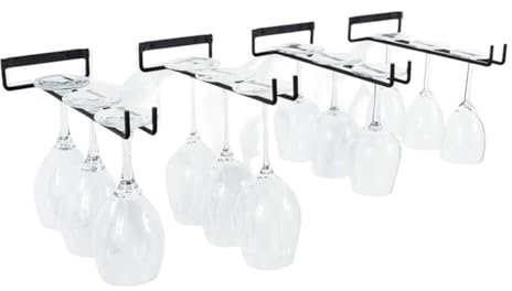 ZCCHEN Weinglashalter 4 stücke Wein Glas Halter Hängende Lagerung Rack for Schrank Bar Hause Dekorative Lagerung Regal Organizer Wand-montiert Wein Glas Aufhänger FüR KüChen