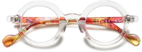 KOOSUFA Mode Anti Blaulicht Lesebrille Rund Klein Damen Herren Retro Bunt Lesehilfen Sehhilfe Anti Müdigkeit Brille 1.0 1.5 2.0 2.5 3.0 3.5 4.0