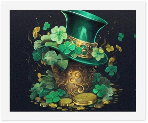 St. Patrick Day Shamrock Leaves Golden Coin Paint by Numbers Kit for Adults DIY Art Craft Set Painting Kit Drawing Paintwork for Home Wall Decor