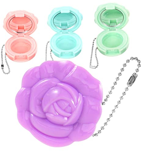 Ipetboom 4 Stück Kosmetikbehälter Klein Leicht Nachfüllbare Lippenstifthüllen und Lidschattenbehälter Robustes Kunststoff Material Reisekosmetik für Frauen und Mädchen Rosen Design