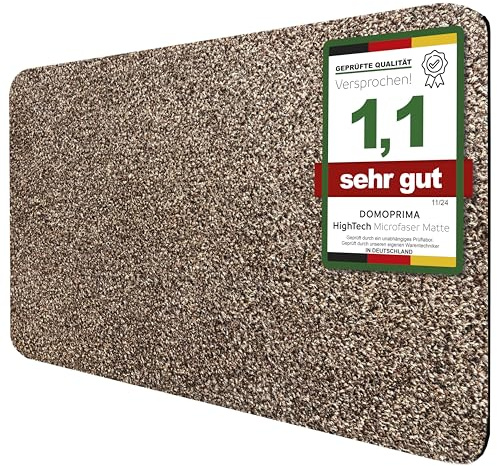 DOMOPRIMA Paillasson 60 x 40 cm, marron clair, lavable, en microfibre, antidérapant et extra absorbant, 7 mm d'épaisseur, pour entrée, couloir, cuisine, salle de bain et chien ou chat