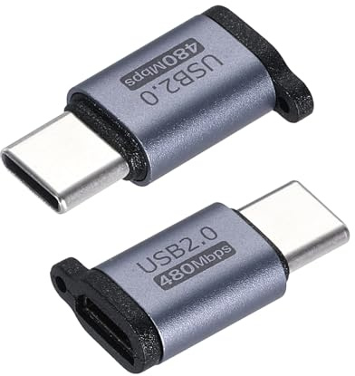 QUARKZMAN 2Pcs Adattatore Micro USB a Type C, Convertitore Connettore Micro USB Maschio a Type C Femmina per Laptop PC Telefono Auto