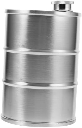 Flacon de Baril D'huile 750ml en Acier Inoxydable Argenté | Capacité 25 Oz, Usage Camping et Voyage, Fermeture Étanche, Format Métal Polyvalent