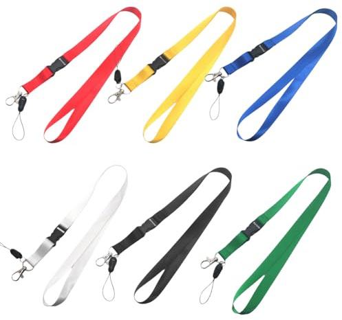 DIFLAX 6 Pièces Courroie de Cou de Lanière, Long Cordon avec Mousqueton Porte Clé Pivotant Métal, Longes pour Porte Badges d'Identification,Carte de Bus, Fair Pass, Lanière de porte-clés détachable