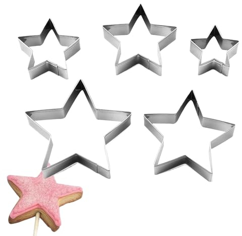 Star Cookie Cutter - Stainless Steel Pastry Mold | 5 Pieces Snowflake Cookiess Cutter | 5-Pointed Sandwich Cutter for Cookiess, Bread, Cake Decoration, Sandwiches, Fondant, and Pastries