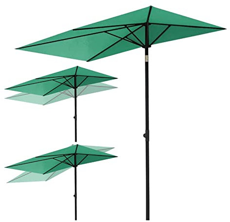 Petit parasol rectangulaire réglable UPF 50+ pour balcon, auvent portable pour jardin, pelouse, terrasse, piscine, couleur verte, inclinable et pliable