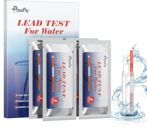 Pawfly Lead Test Kit for Water Lead in Drinking Water Test Kit 10-Minute Accurate Detection to 5 ppb At Home Water Testing Kit for Tap & Well Lead Water Test Kit City Water Quality Test Kit, 4 Pack