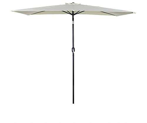 GSKDZG Parasol De Jardin Demi Rectangulaire 2.5m Parasol De Plage Mural Ombrelle De Terrasse En Plein Air, Avec Manivelle, 250×130cm(Beige)