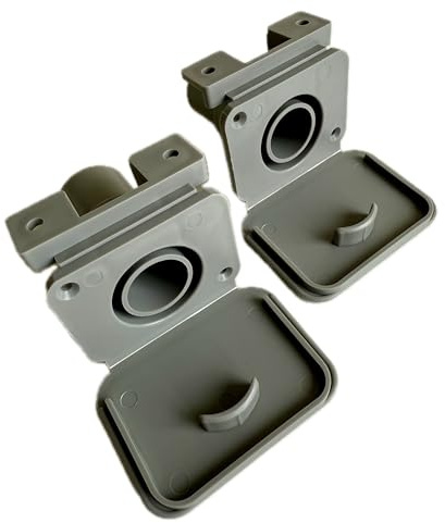 2 x 28mm Waste Outlet Hose Sockets with Flap – Caravan/Motorhome/Caravan Waste Connectors – Compatible with 81320 Rigid Pipe & 80008 28.5mm ID Grey Convoluted Hose