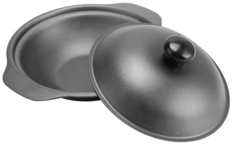 CONGARTENO Cocotte En Fonte 18cm Avec Couvercle En Fer, Pot à Riz En Terre Cuite Résistant Haute Température, Petite Marmite Pour Mijoté De Poulet Jaune, Cuisson Maison Économe En Énergie