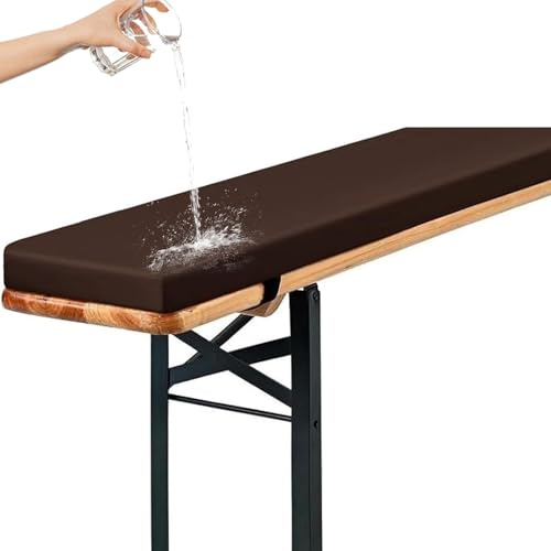 Genérico Cojines Acolchados para Banco de Cerveza, Cojín Antideslizante Impermeable 220x25, 180x23, 200x30 con Hebilla para Muebles de Exterior, Resistentes A La Intemperie,Marrón,130x40x3cm