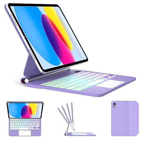 Magic Keyboard Folio para iPad A16 de 11ª/10ª generación con teclado, retroiluminación arcoíris, trackpad multitáctil, soporte voladizo flotante, funda magnética para iPad A16 de 11 pulgadas / 10ª
