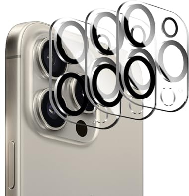 Fylnatc 3 Pack Camera Lens Protector for iPhone 15 Pro/15 Pro Max Accessories Camera Protector Screen Cover 9H Tempered Glass, Anti-Scratch, HD Clear, Does Not Affect Night Shots