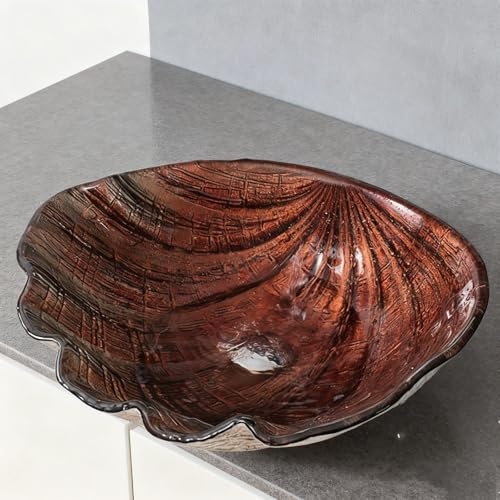 ZYCDP Glaswaschbecken Bad Waschbecken Aufsatzbecken Glas 480 X 420 X 160 mm Ohne Hahnloch Rot