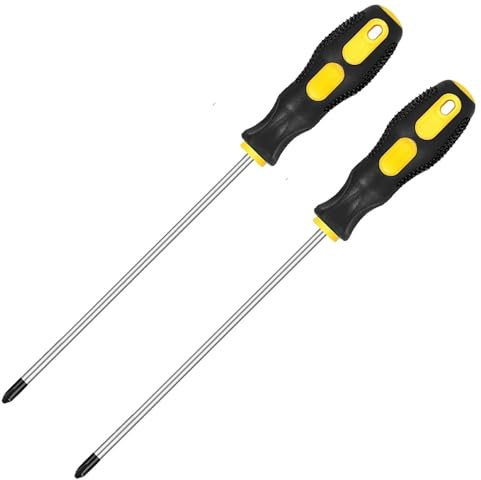 Fixinus 2 destornilladores Phillips, destornillador magnético de mango antideslizante de 8 pulgadas PH2 de cabeza cruzada de 6 mm