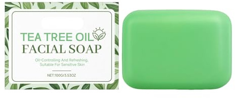 Jabón Aceites Árbol Té, 100G Jabones Árbol Té Barra para Cuerpo Rostro, Jabones Hidratantes Aceites Árbols Tés para Hombres Mujeres, Jabón Corporal Artesanal Árbols Tés Barra, para Todo Tipo Piel