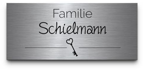 Briefkastenschild Edelstahl personalisiert mit Gravur - ab 8x3,5 cm - Briefkasten personalisiert Namensschild - Klingelschild mit Gravur - Türschild Haustürschild - selbstklebend o. Bohrung