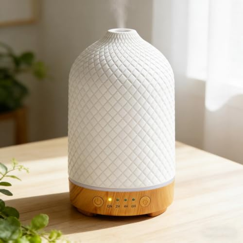 Aroma Diffuser Elektrischer Diffusor für ätherische Öle 200ML Ultraschall Aromatherapie Öle Diffusor Luftbefeuchter aus Keramik mit 7 wechselnden Farben automatischer Geschenk für Frauen