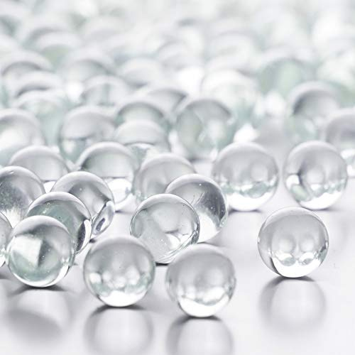 CYS EXCEL Clear Marble Gemstone Vase Filler (5 LBS) | Multiple Color Choices Aquarium Round Marble Beads | Decorative Mosaic Glass Gem Pebbles