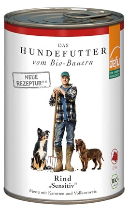 defu Hundefutter | 12 x 410 g | Bio Rind Sensitiv | Premium Bio Nassfutter Menü | Alleinfuttermittel für Hunde